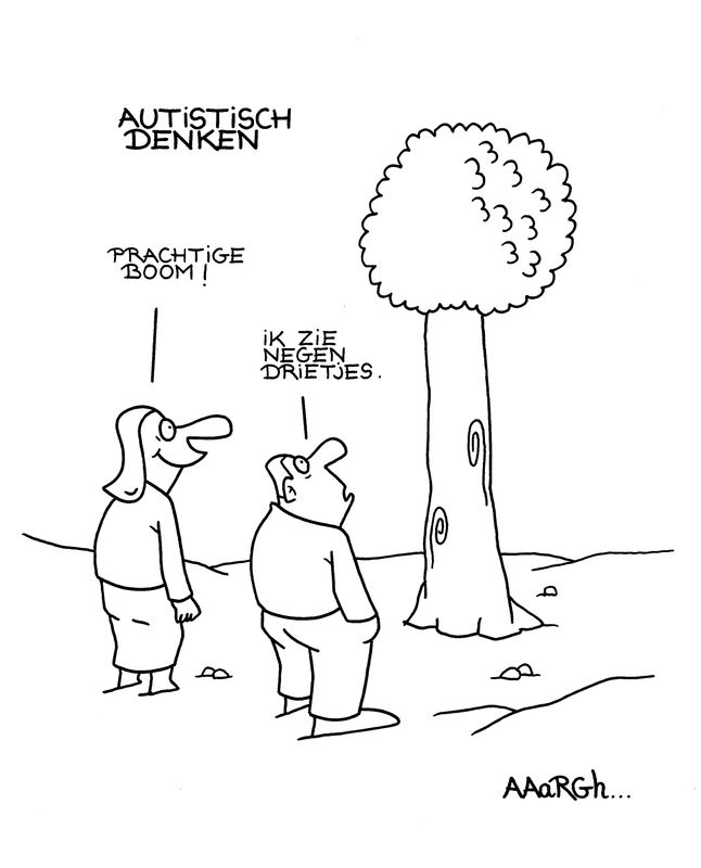 Originele cartoon: Autistisch denken boom