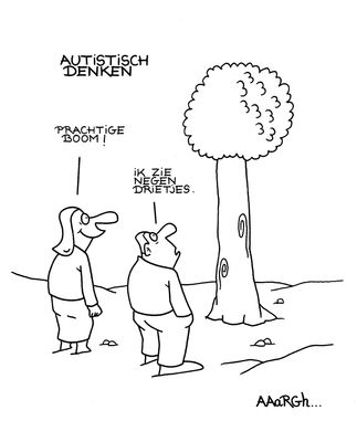 Originele cartoon: Autistisch denken boom