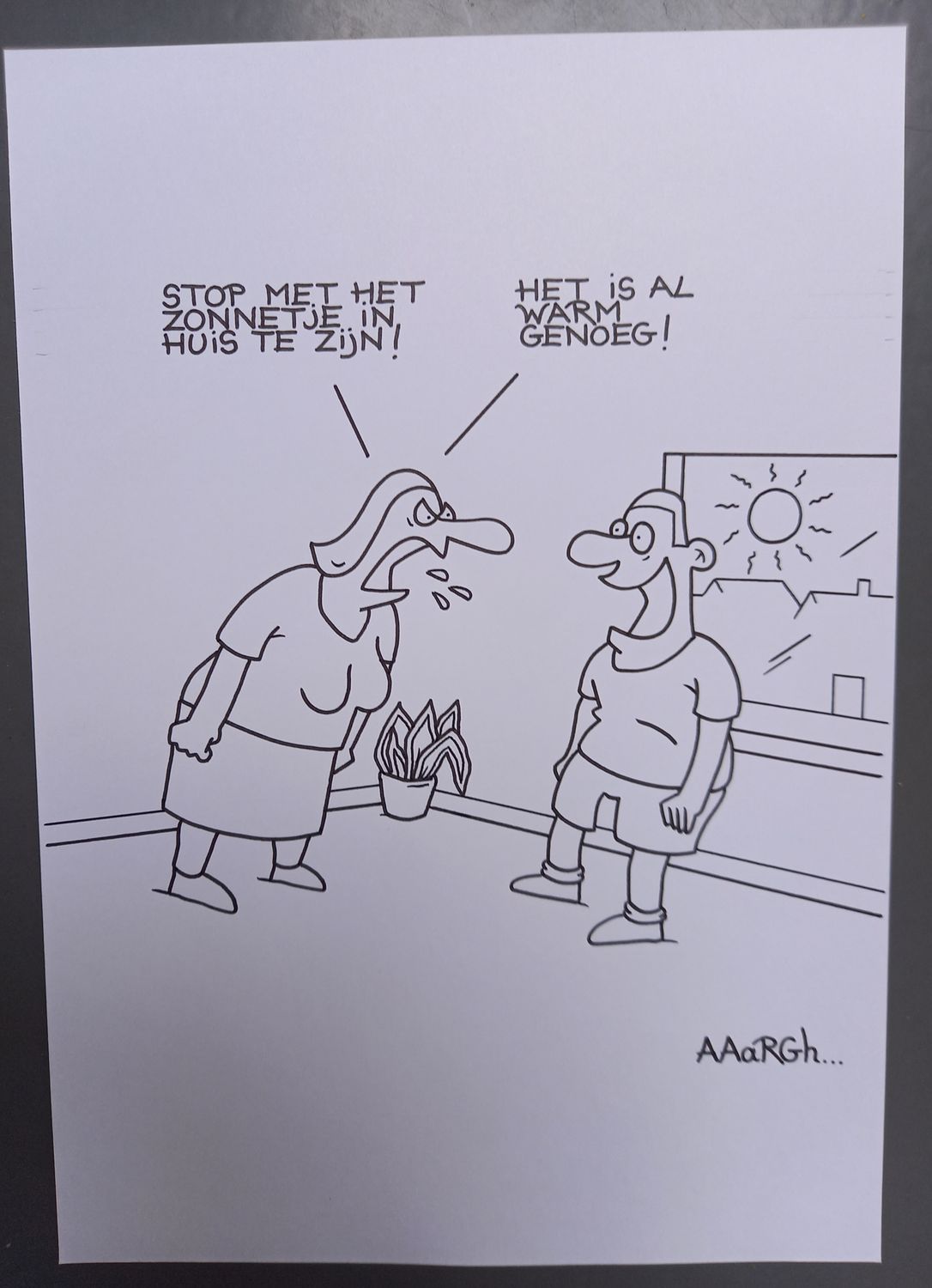 Originele cartoon: Zonnetje in huis