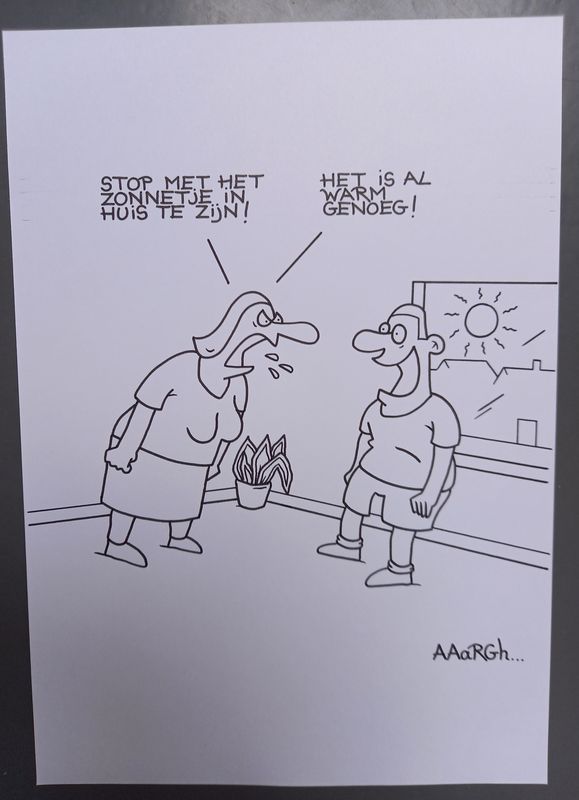 Originele cartoon: Zonnetje in huis