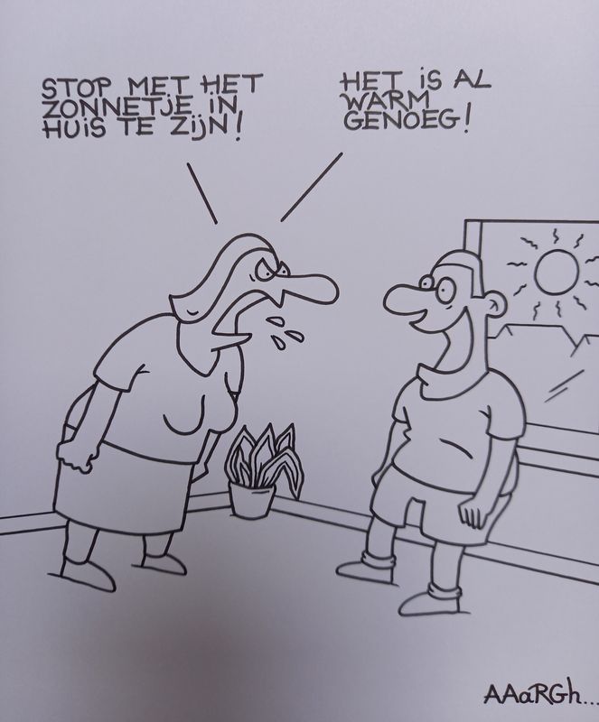 Originele cartoon: Zonnetje in huis