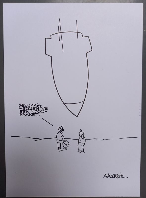 Originele cartoon: Noodpakket