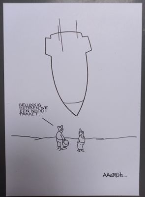 Originele cartoon: Noodpakket