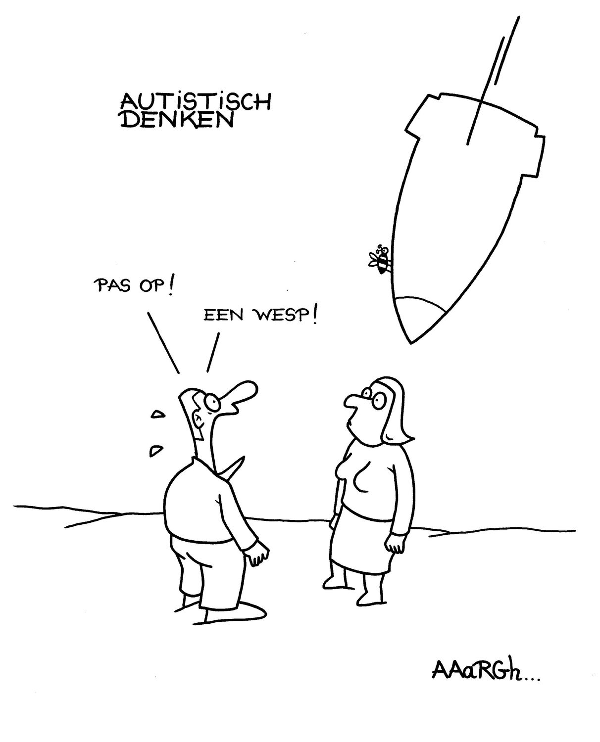Originele cartoon: Autistisch denken wesp