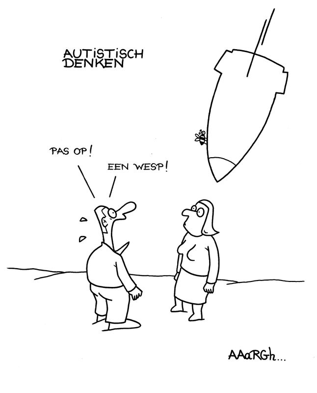 Originele cartoon: Autistisch denken wesp