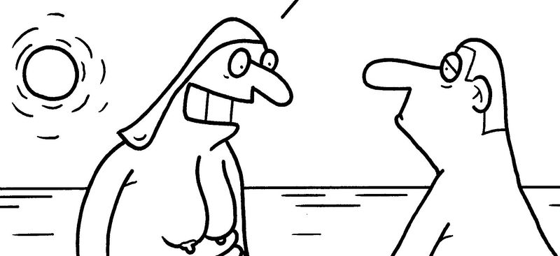 Originele cartoon: Naaktstrand