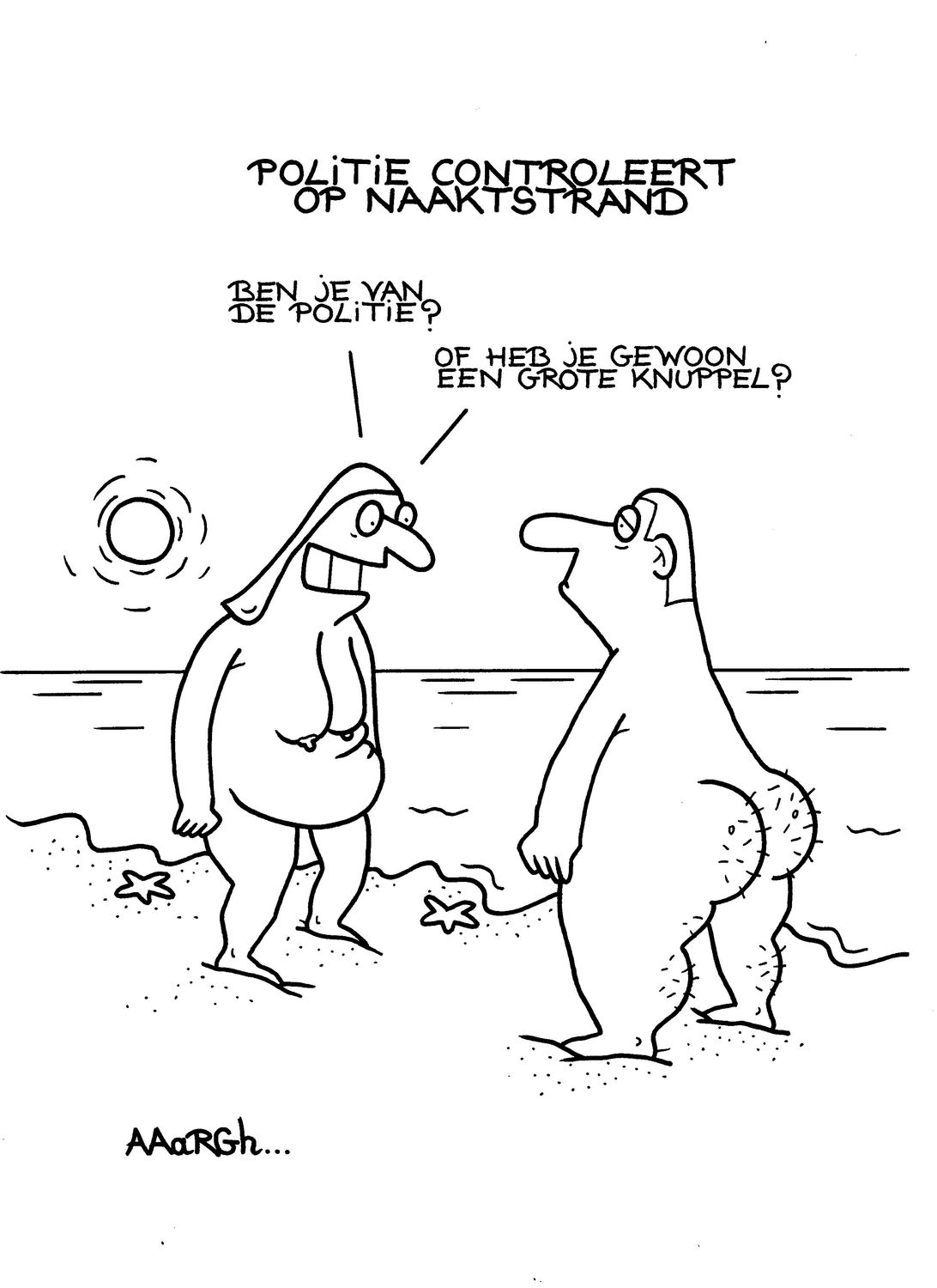 Originele cartoon: Naaktstrand