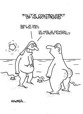 Originele cartoon: Naaktstrand