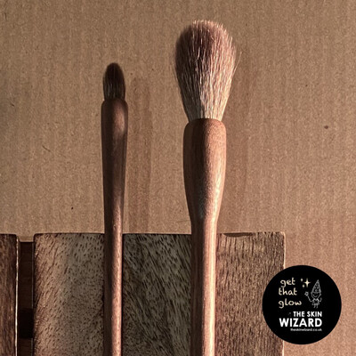The Skin Wizard - wizard wands - 2 x handmade walnut cosmetic brush duo set