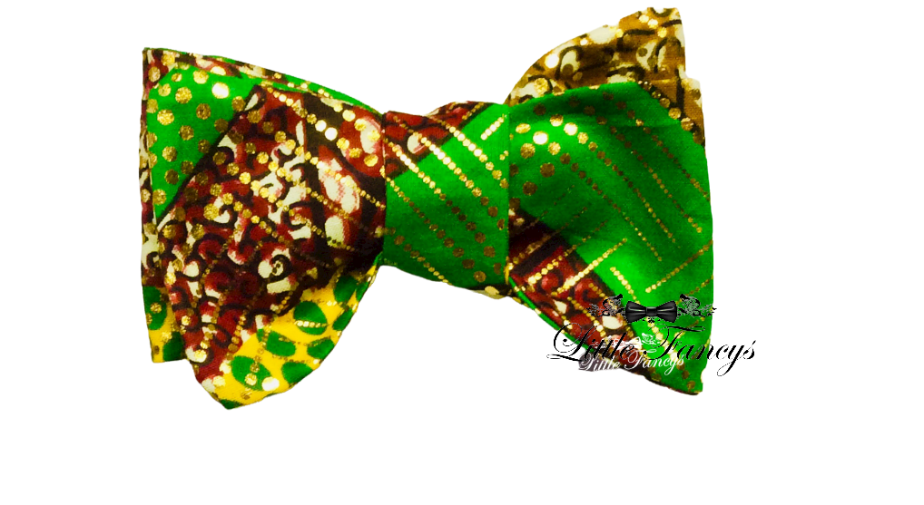 Green Gold Brown Bow Tie