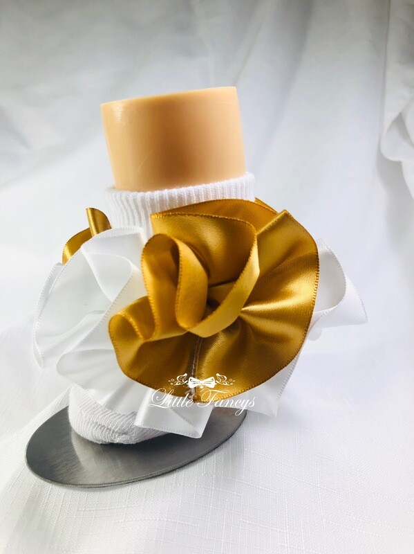 Gold and White Ruffle Socks