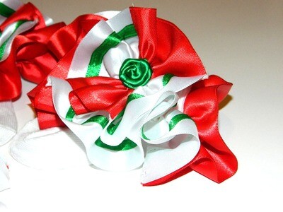 Red White and Green Holiday Ruffle Socks