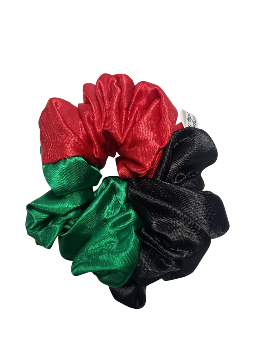 Satin Scrunchie- Red, Black &amp; Green