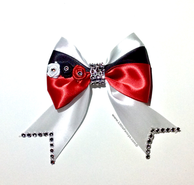 Red White and Black Cheer Bow
