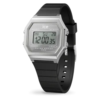 ICE digit retro metal mirror - Silver black
