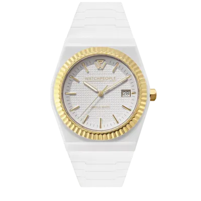 WP1 - Solid shiny - Sili - White - Gold - Square textured