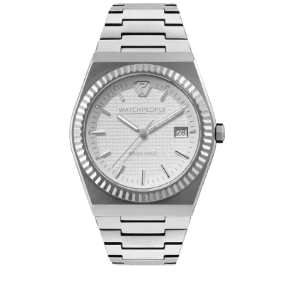 WP1 - Metal silver brushed - White