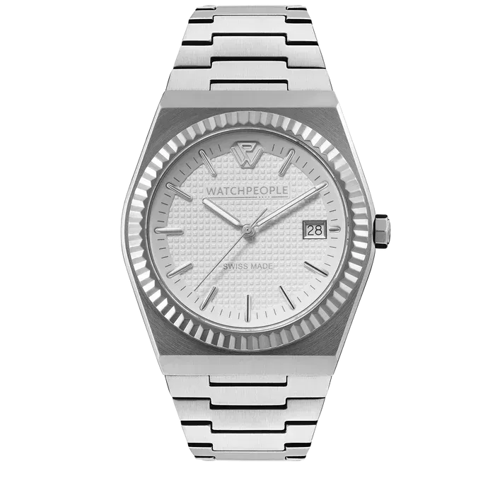 WP1 - Metal silver brushed - White
