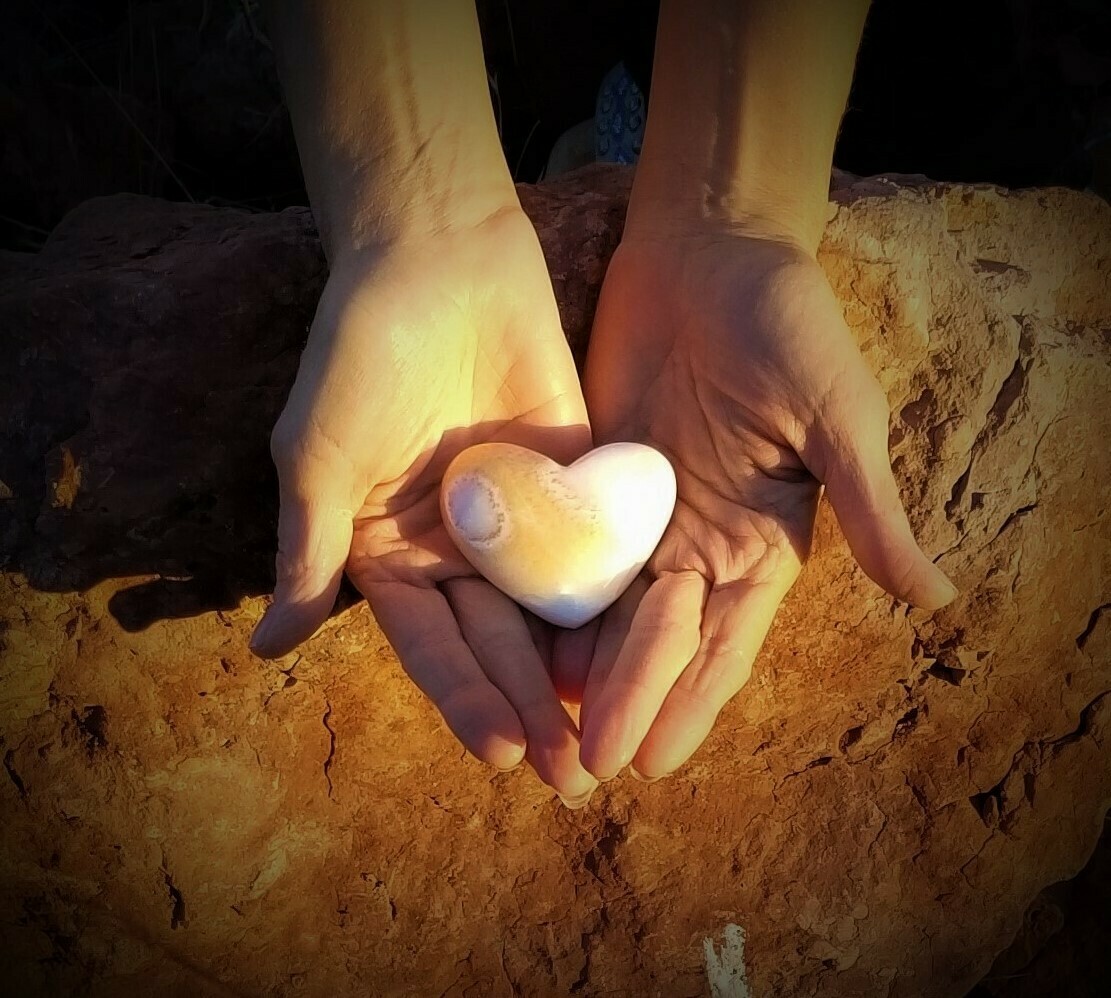 White Light Gold  Holding Heart Healer Sedona Crystal Mother Earth Holding Heart