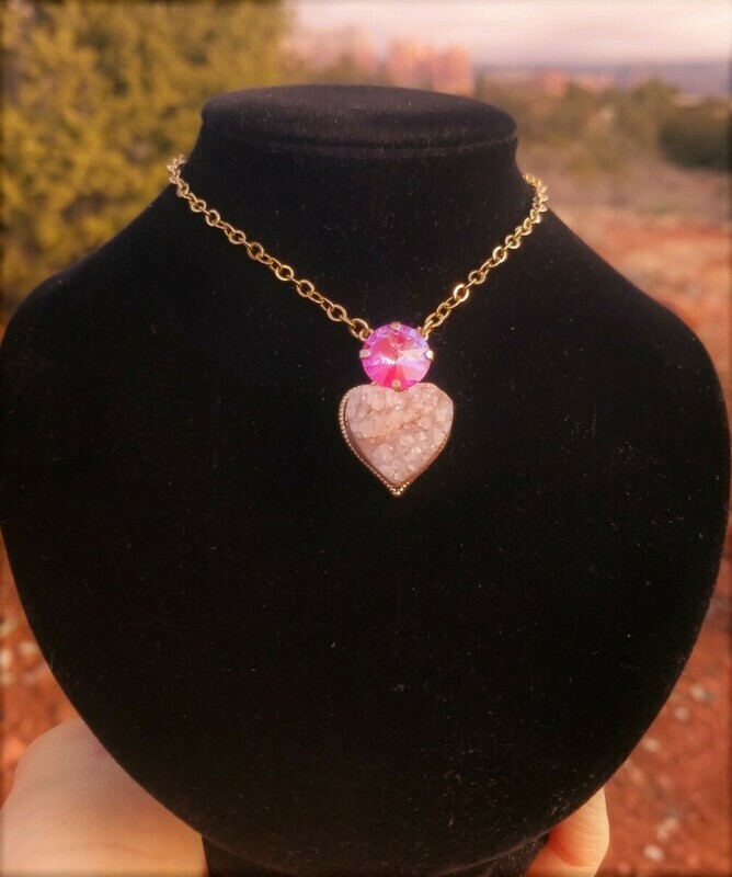 Gold Sedona Sacred Heart Sedona Star Family Druzy crystal of Mother Earth Gaia/$244.00/$333.00 Lightworkers Sale