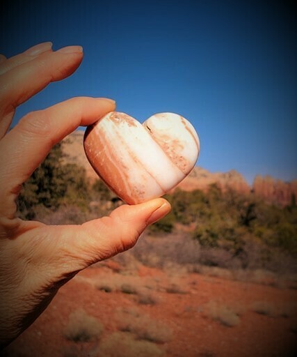 Sedona White Light Crystal Holding Heart/Red Rock Ley lines of Mother Earth's LOVE/Language of light, Grid Worker & Healer