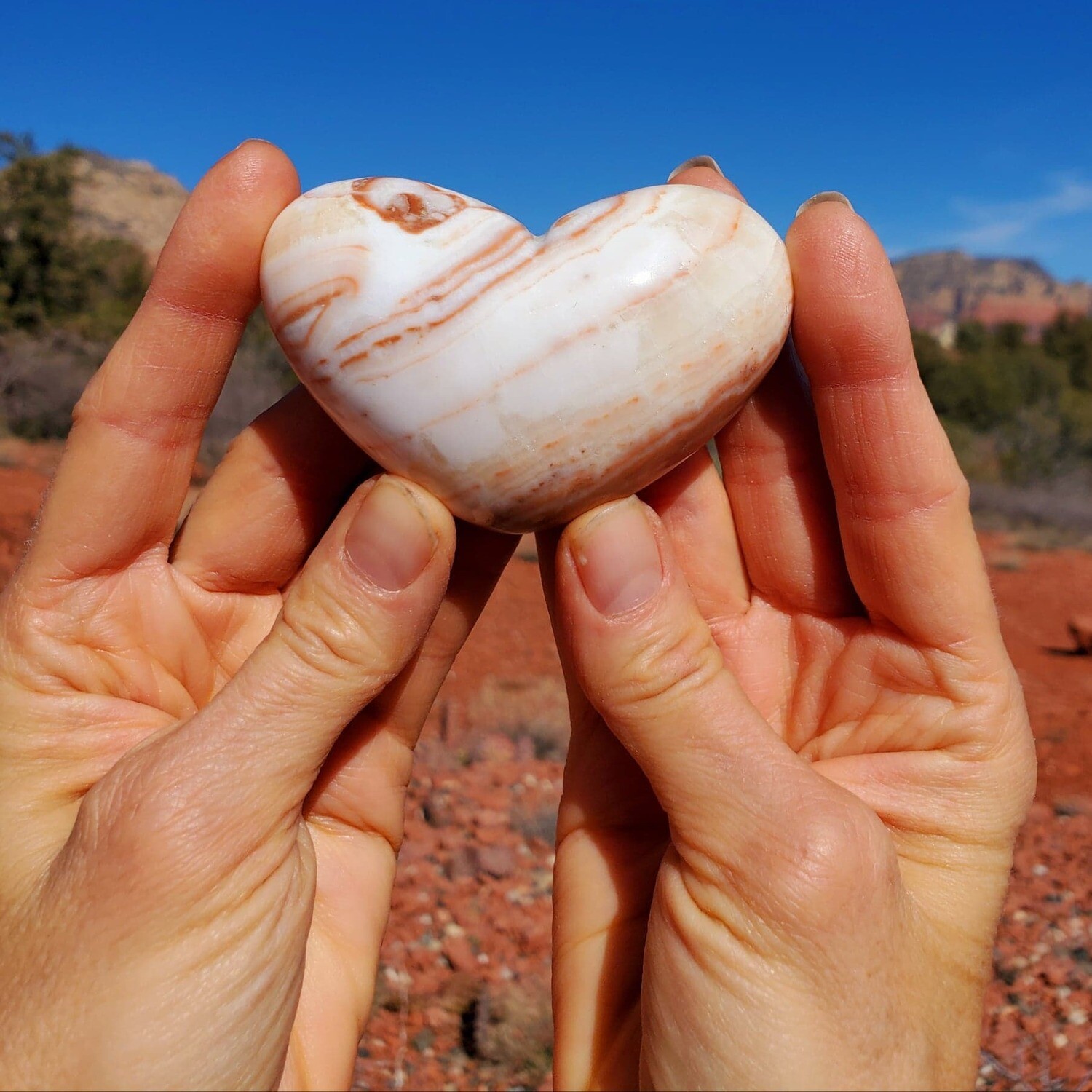 Sedona White Light Crystal Holding Heart/Red Rock Ley lines of Mother Earth's LOVE/Language of light, Grid Worker & Healer