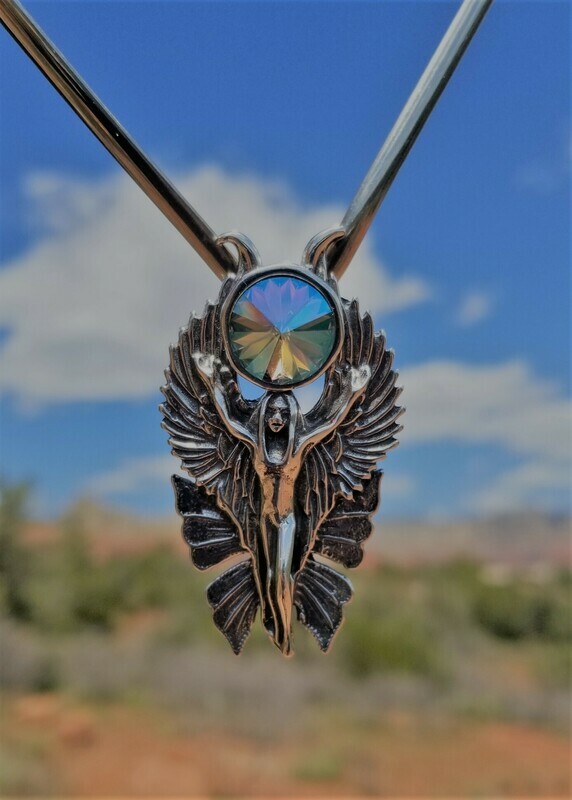 WA HE AH Sterling Silver/Goddess Fairy Angel Deva/Retreat Fairy sale Cosmic Crystal $233/$313
