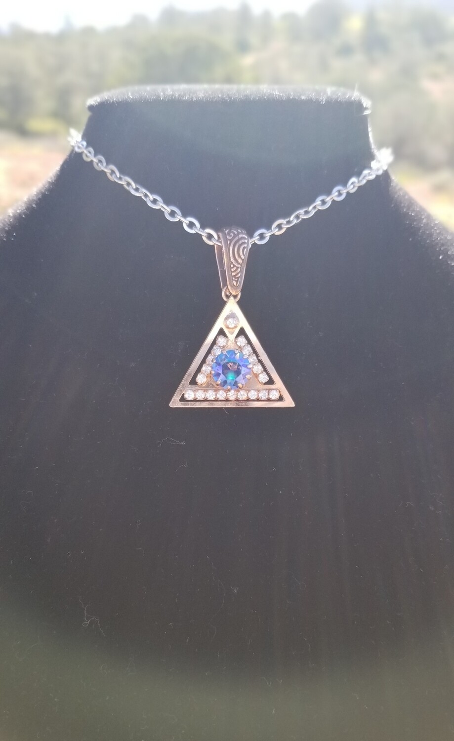Blue RADIANCE Swarovski Crystal {Pyramid of Light Pendant} with Sedona White light Crystals/May Day Sale $113/$313.00