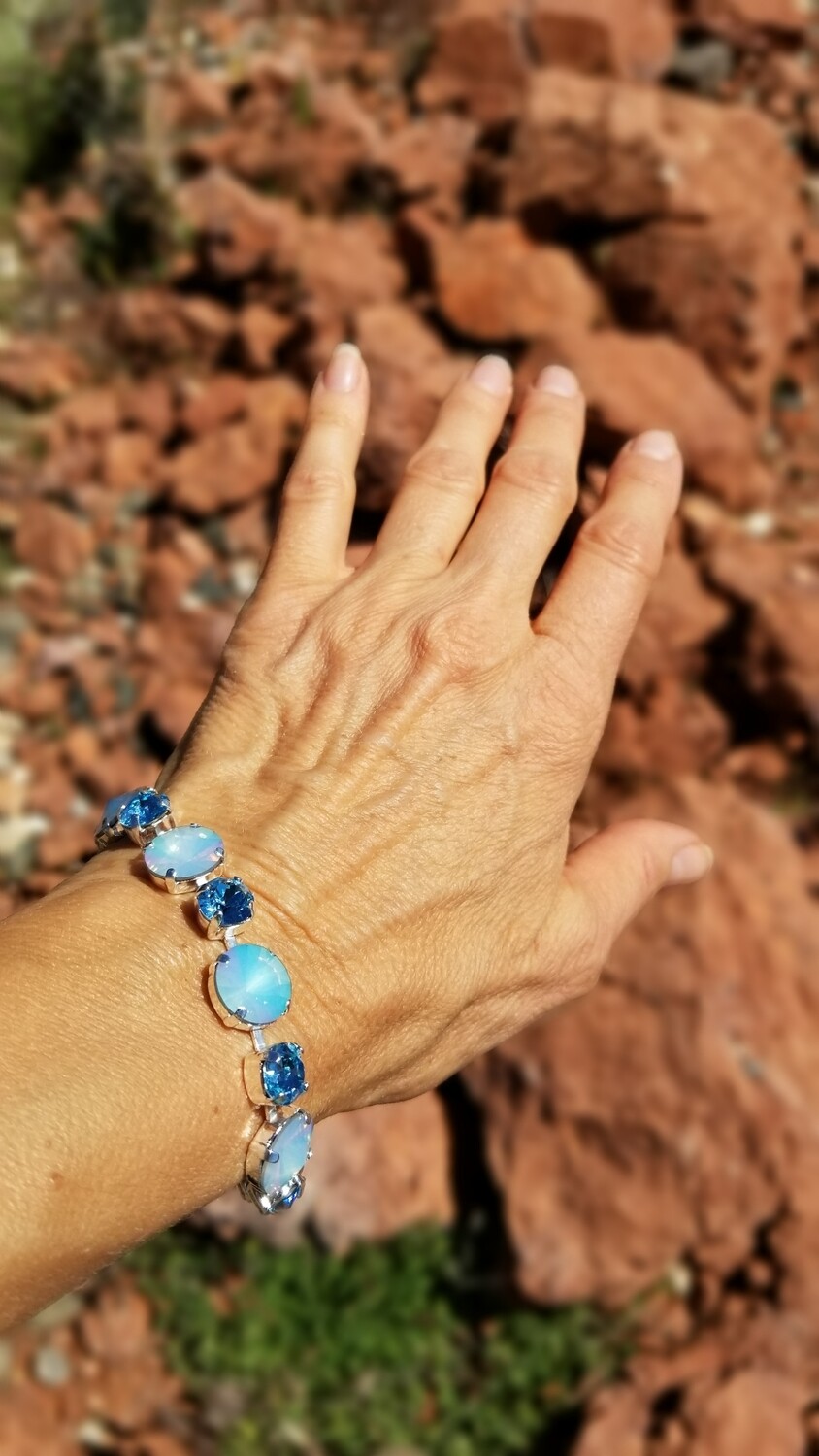 Gorgeous Pleiadian of Blue Peace Priestess/Devic Crystal LOVE Bracelet $144/$188 Retreat Sale