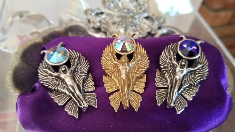 WA HE AH Sterling Silver/Goddess Fairy Angel Deva/Retreat Fairy sale Blue Violet  Crystal $233/$313