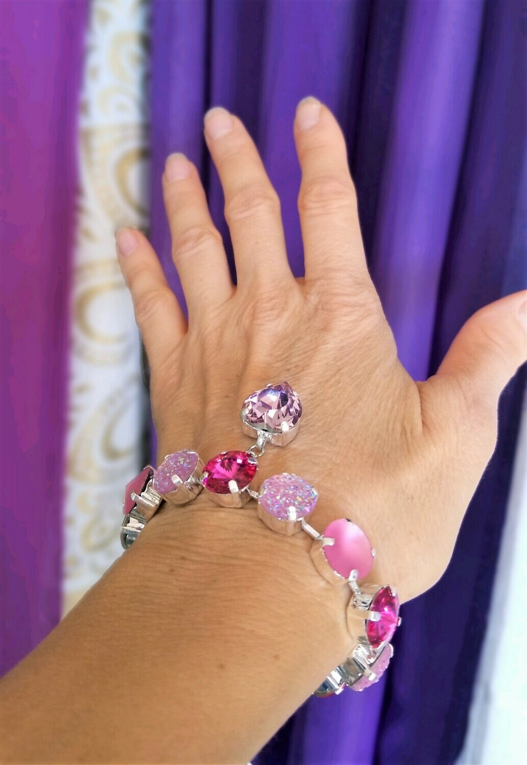 Gorgeous Heart of the Rose Ray/Devic Crystal LOVE Bracelet $144/$188 Retreat Sale