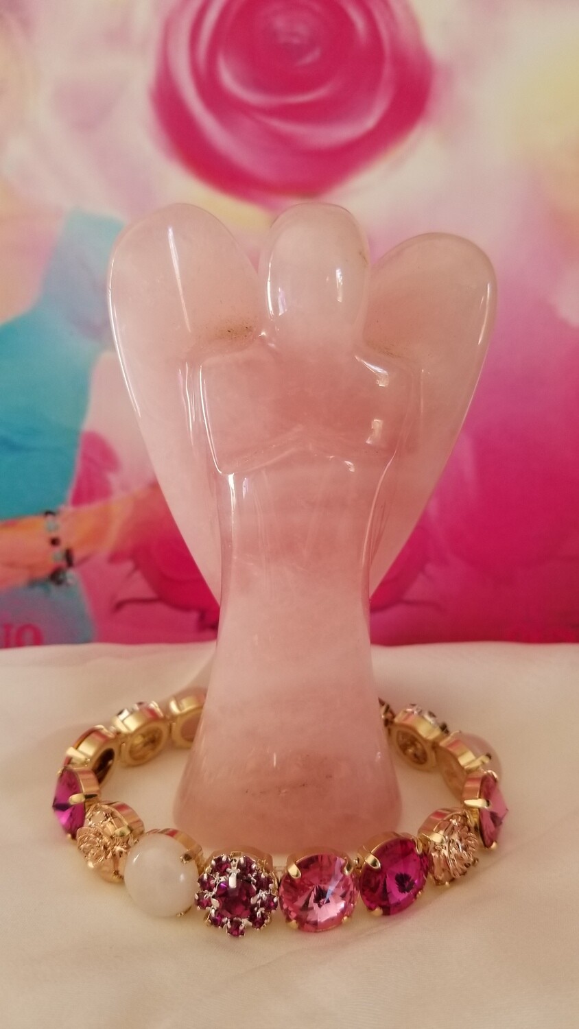 Stunning Rose Quartz Angels Sisters of the Sacred Rose Priestess/Devic Crystal LOVE Technology Bracelets $133.00/ $213.00 retreat sale