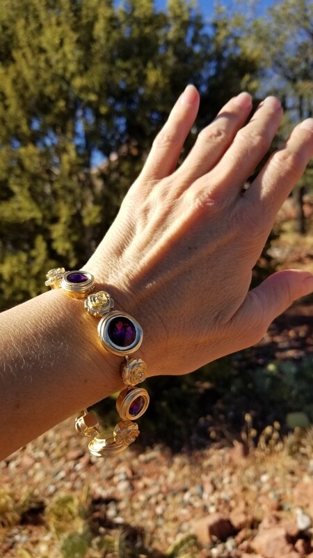 Gorgeous Violet Gold Rose Ray Soul Portal Bracelet/Devic Crystal LOVE Bracelet 188/255.00 Retreat Sale