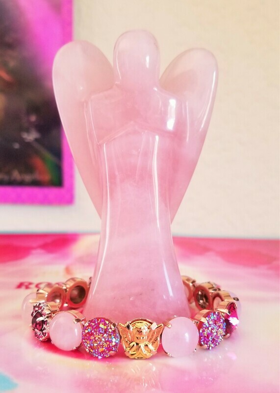 Rose Quartz Angels Sisters of the Sacred Rose Priestess/Devic Crystal LOVE Technology Bracelets $133.00/ $213.00 retreat sale