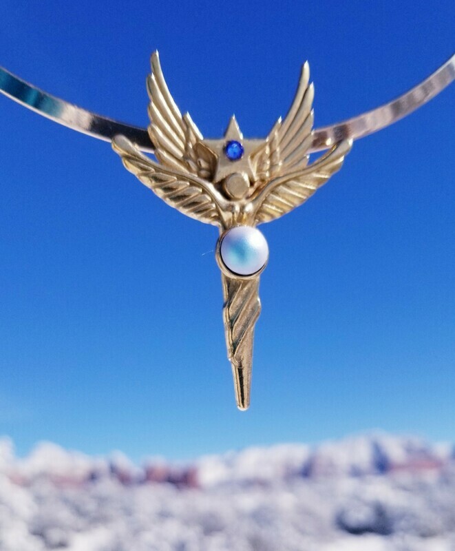 Magical World Peace Gold Sedona Star Angel Crystal iridescent blue 
 $244.00