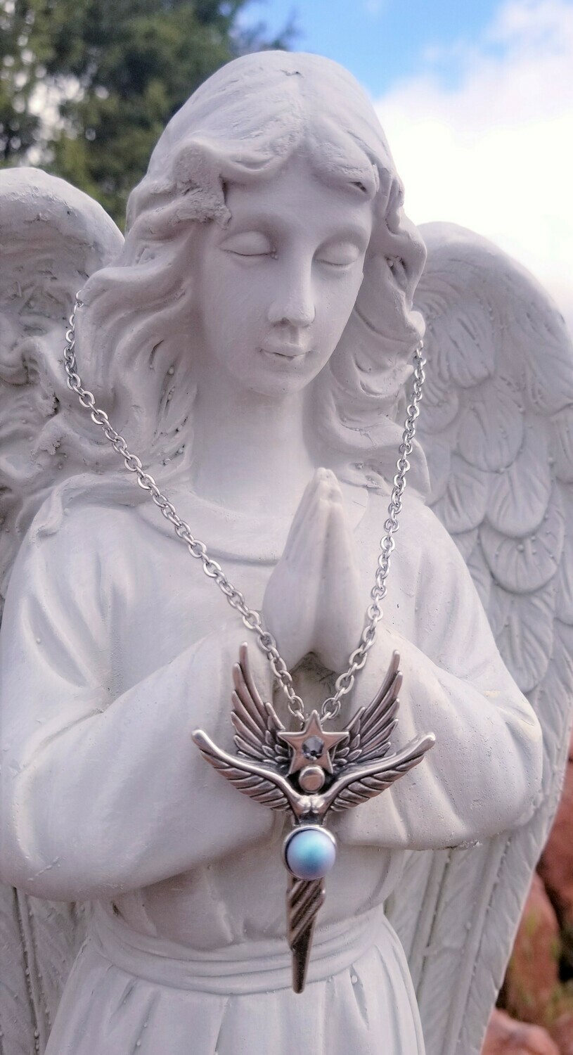 "Celestina" Sedona Star Angel Blue LOVE/Sterling Silver Pendant /$244.00
