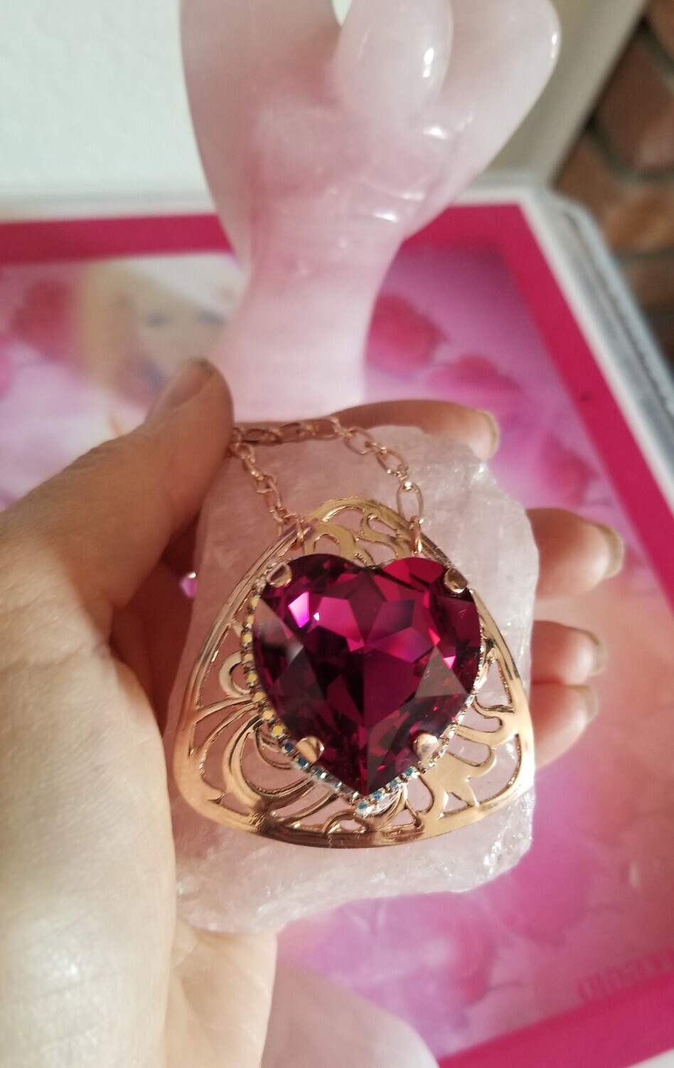 Gorgeous Rose Priestess Portal of the Sacred Heart Pendant & Necklace $244.00