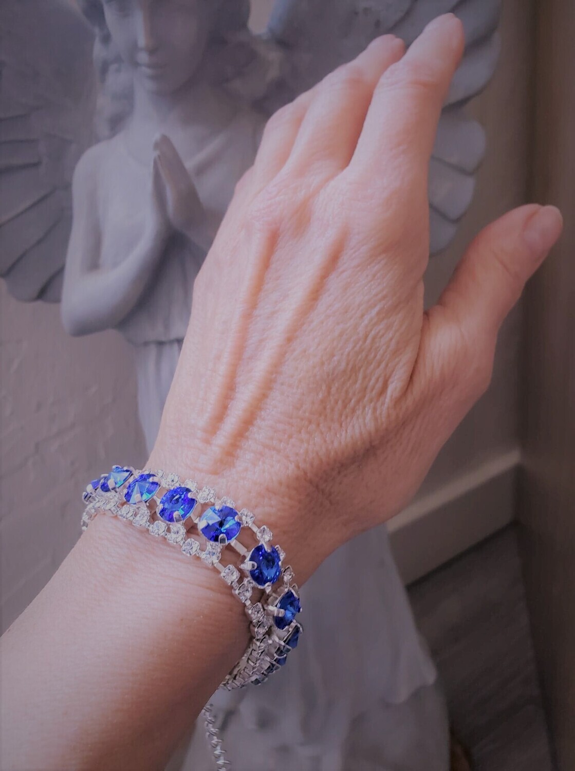 Gorgeous Goddess Isis LOVE Radiance Blue Ray Swarovski Bracelet $188