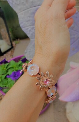 Rose Gold Gorgeous Flower Deva Pink Ray LOVE Radiance Crystal Bracelet $188