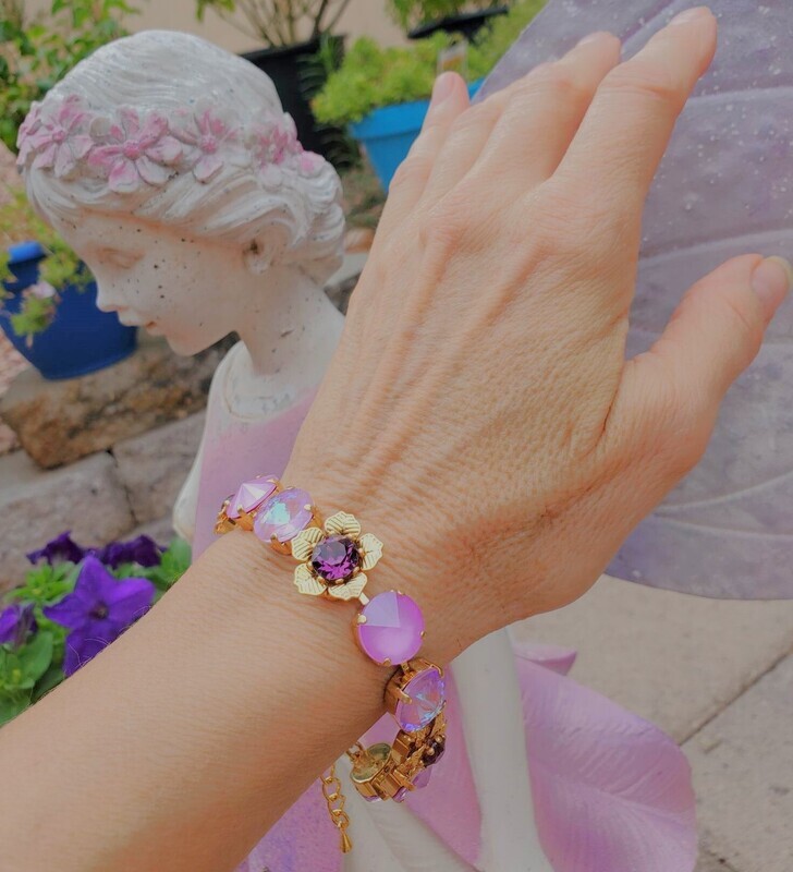 Beautiful  Lavender Flower Deva Fairy Crystal Bracelet LOVE Radiance $166/$188 Retreat Sale