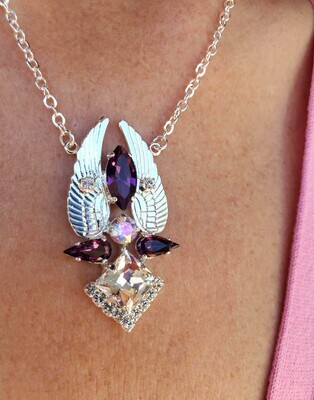 Exquisite Seraphin Wings of Light of Venus/Archangel Realms Channeling Activator & Amethyst Ray/Radiant Codes pendant $444.00
