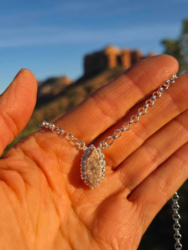 Sedona Star Family Ascension Druzy Quartz (Crystal from the Vortex ) Radiant Codes Pendant $433.000