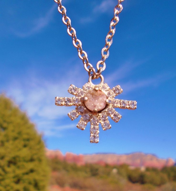 Sale $199/$244.00 Sedona Higher Self star family druzy smaller pendant with brass chain