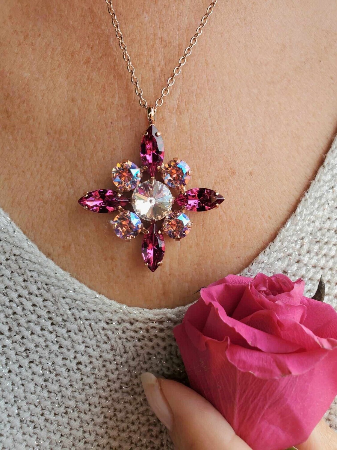 Stunning  Rose lineage Supreme LOVE of Mother Mary, Magdalene Angelic Christos Radiant Codes Pendant