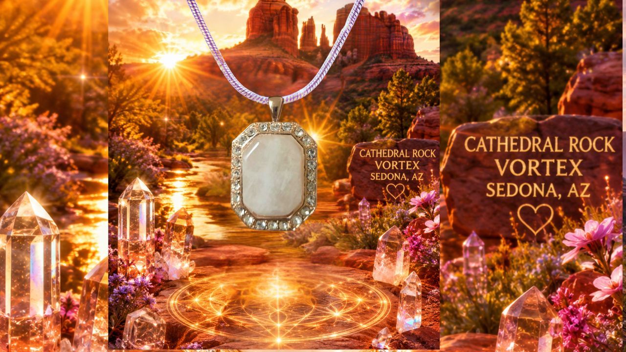 Exquisite  Sophia  (Sedona's White Light Singing Crystal from the Vortex  Rose Gold Pendant  (Crystal City of Light) PEACE Sale