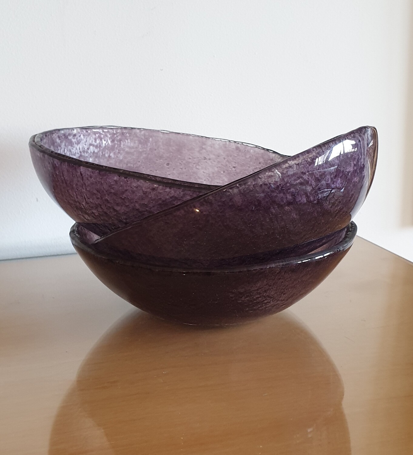 Dark Purple Large Fused Glass Bowl