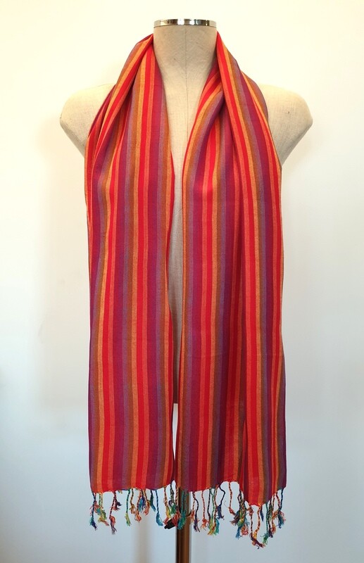 Red Rainbow Stripes Small Scarf