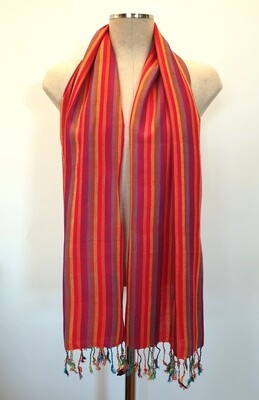 Red Rainbow Stripes Small Scarf