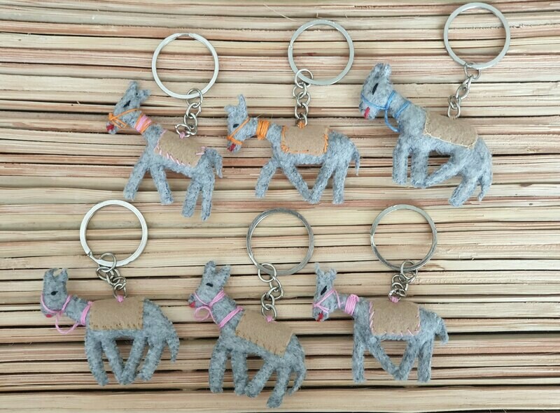 Donkey with Beige Saddle-Rug Keychain