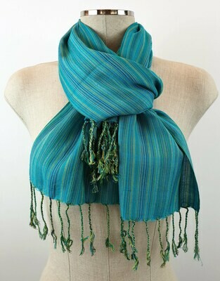 Turquoise & Teal thin stripes Small Scarf